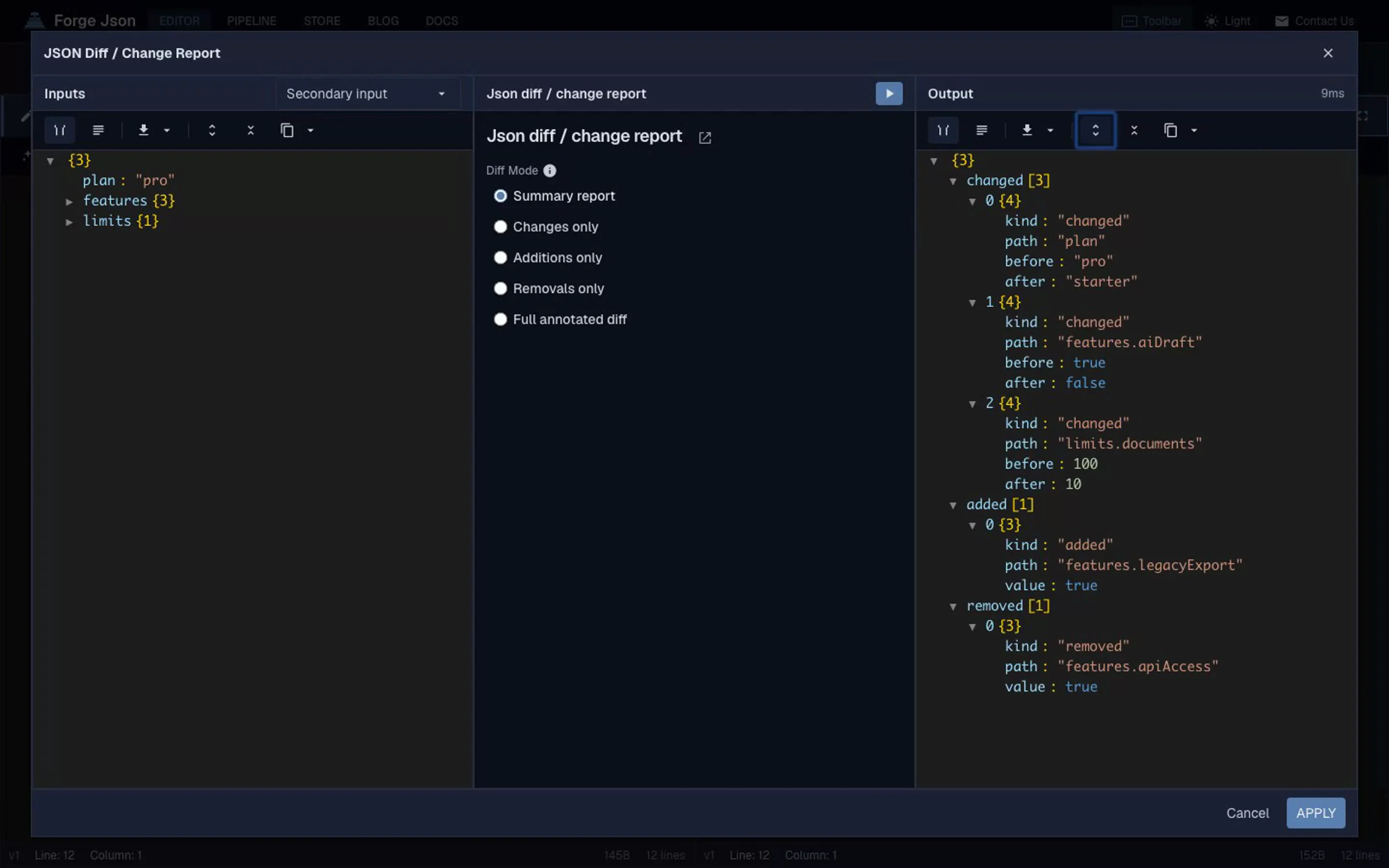Compare JSON Files and Detect Changes